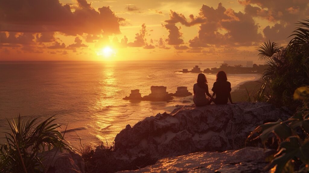 couple-watching-the-sunset-from-Punta-Sur-on-Isla-Mujeres