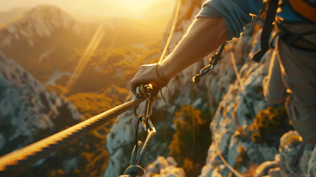 Via-Ferrata-climber-reaching-out-to-clip-their-carabiner-onto-a-steel-cable-jpeg.webp