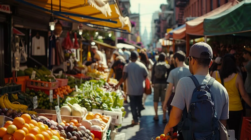 lively farmers market in Greenpoint