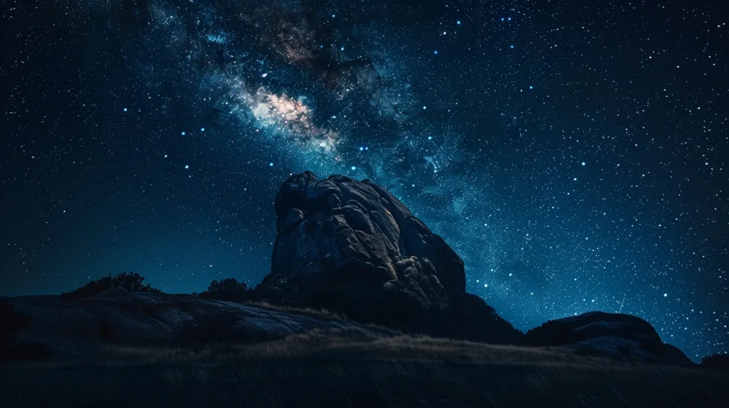 night sky filled with stars over Skull Rock