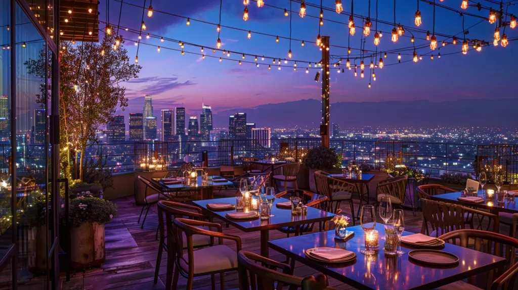 stylish rooftop restaurant in Los Angeles