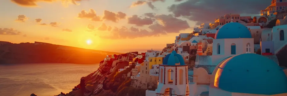 sunset over Oia Santorini